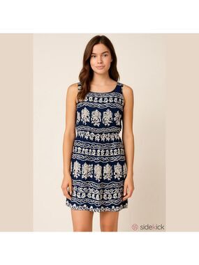 Beige by eci Black and White Patterned Mini Dress